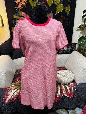 Draper James Shift Textured Sweater Knit Dress, Red Jacquard, Large